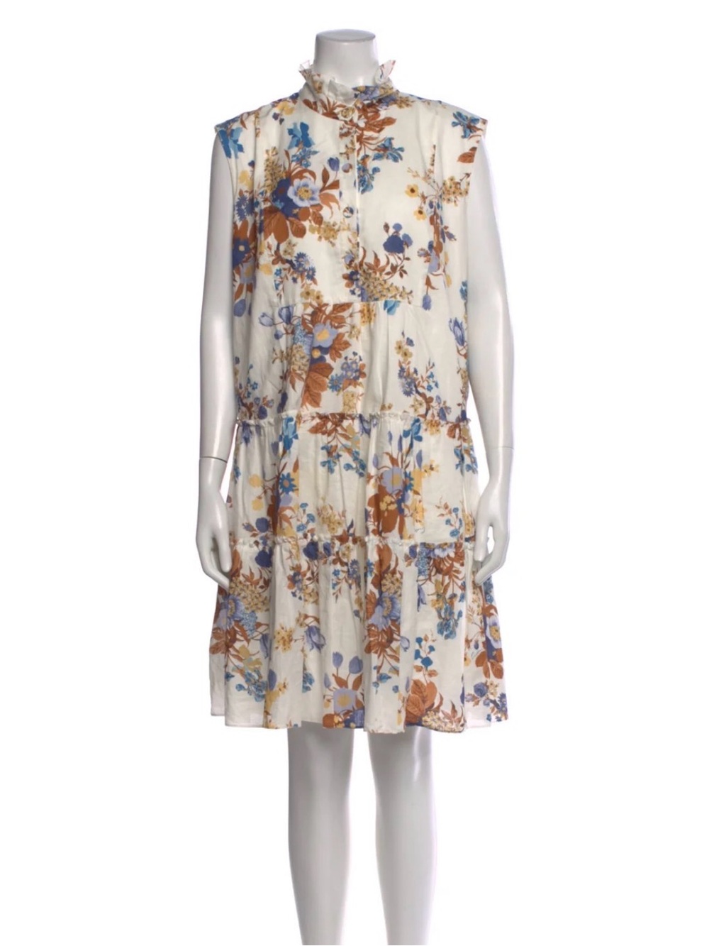 ERDEM London Tiered Ruffle-Neck Floral Dress